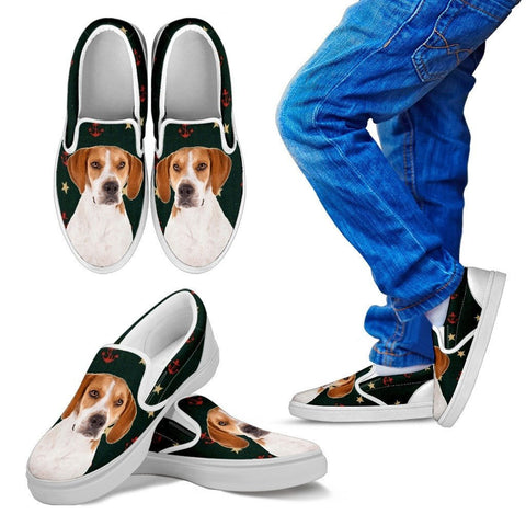 Harrier Dog Print Slip Ons For KidsExpress Shipping