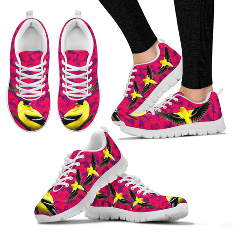 Valentine's Day SpecialAmerican Goldfinch Bird On Red Print Running Shoes For Women