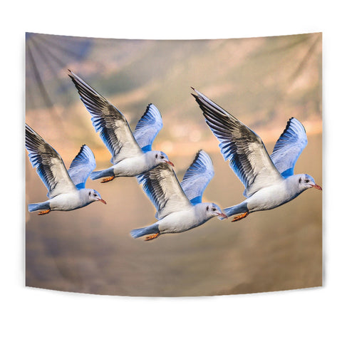 Flying Seagulls Bird Print Tapestry