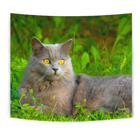 Chartreux Cat Nature Print Tapestry
