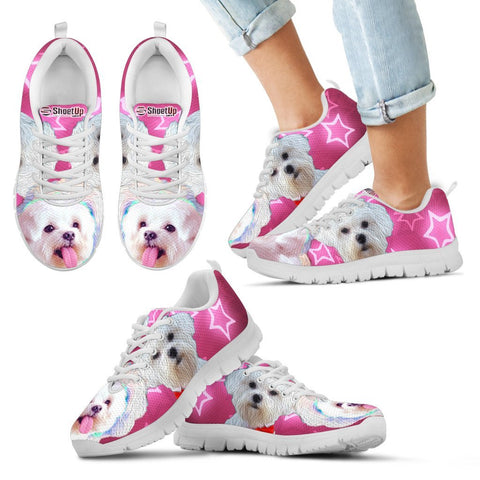 Cute Maltese Print Running Shoes For Kids