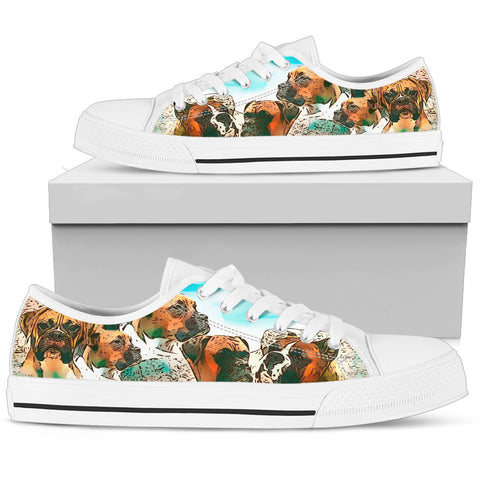 Boxer Dog Print Low Top Canvas Shoes For Women