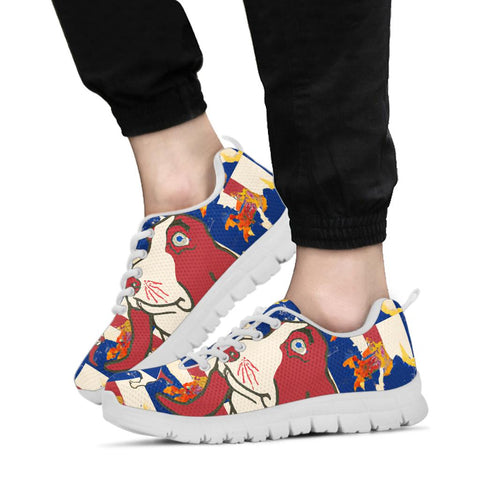[AI Generated] Basset Hound From Texas Print Sneakers