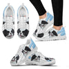 Japanese Chin Blue White Print Sneakers For Women