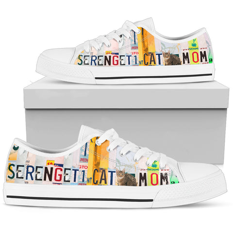 Women's Low Top Canvas Shoes For Serengeti cat Mom