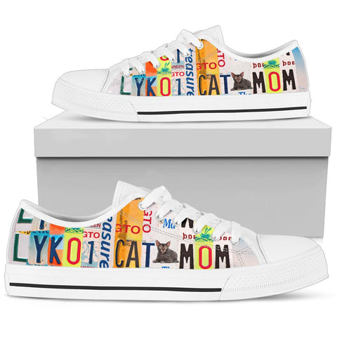 Lykoi Cat Mom Print Low Top Canvas Shoes for Women