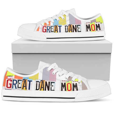 Great Dane Mom Print Low Top Canvas Shoes for Women