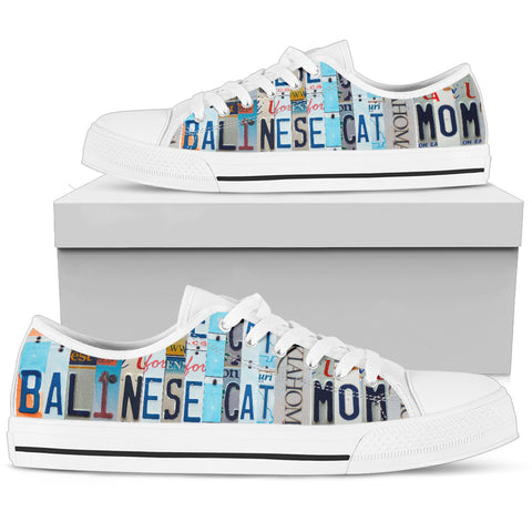 Balinese Cat Print Low Top Canvas Shoes for Women