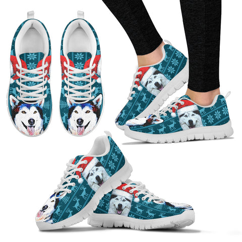 Siberian Husky Print Christmas Running Shoes For Women