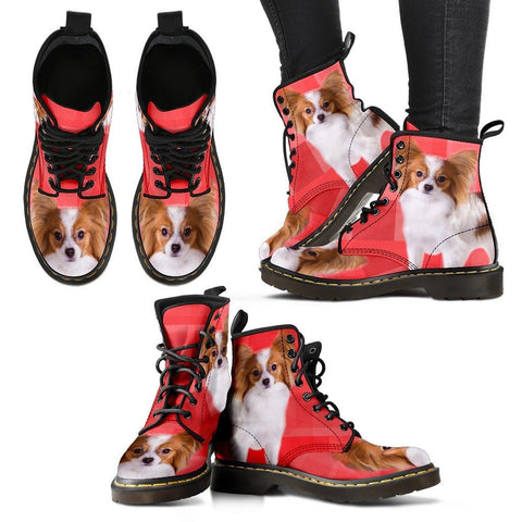 Papillon Dog Print Boots For WomenExpress Shipping