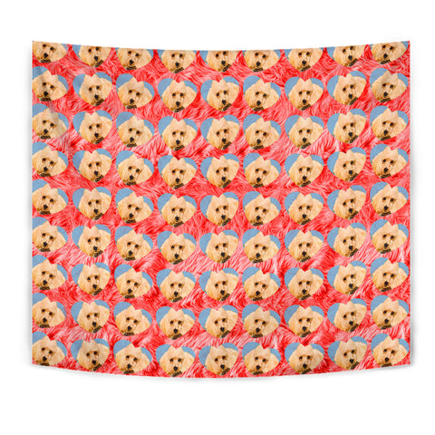 Poodle Dog On Hearts Print Tapestry