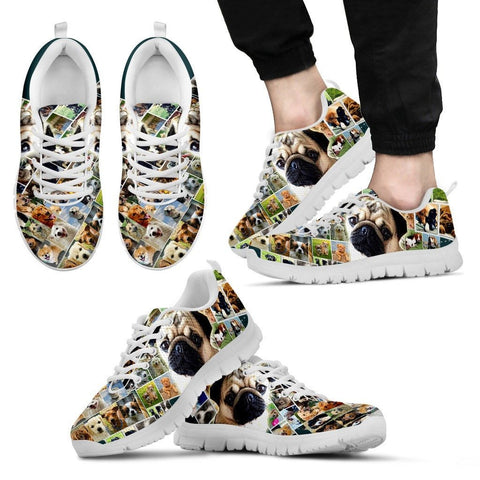 Lovely Pug Print(Black/White) Running Shoes For MenExpress Shipping