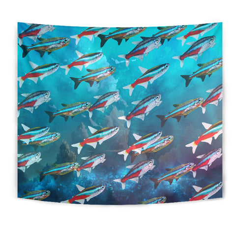 Neon Tetra Fish Print Tapestry