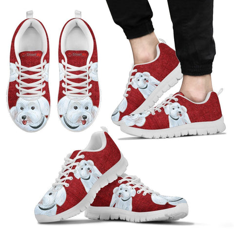 Cute Maltese Red Print Running Shoes For Men