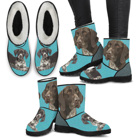 German Shorthaired Pointer Print Faux Fur Boots For Women