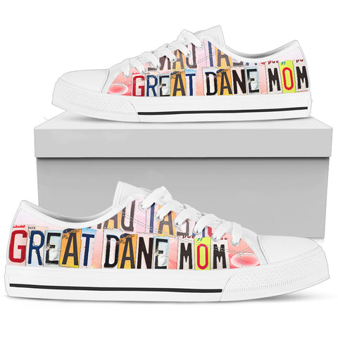 Lovely Great Dane Mom Print Low Top Canvas Shoes For Women