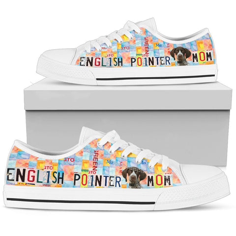 English Pointer Mom Print Low Top Canvas Shoes For Women