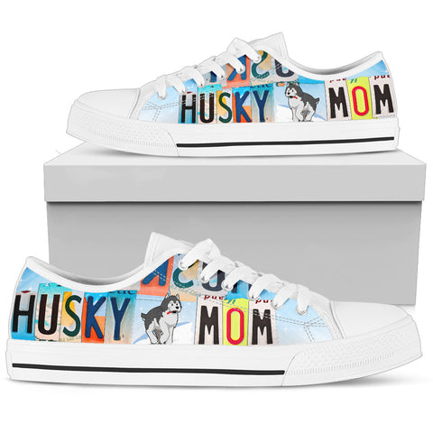 Cute Siberian Husky Mom Print Low Top Canvas Shoes For Women