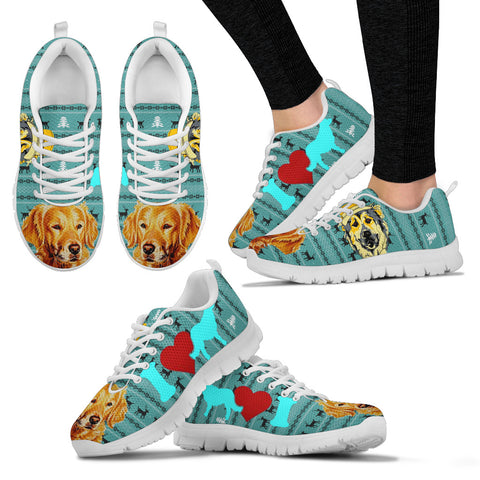 Golden Retriever Print Christmas Running Shoes For Women