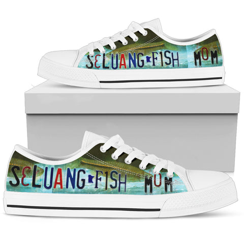 Seluang fish Mom Print Low Top Canvas Shoes for Women