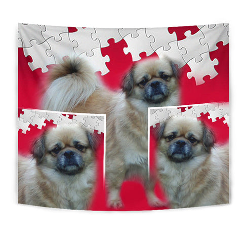 Tibetan Spaniel Print On Red Tapestry