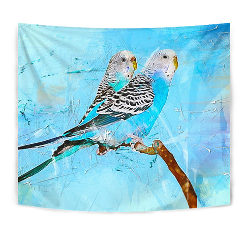 Blue Budgie Parrot Art Print Tapestry