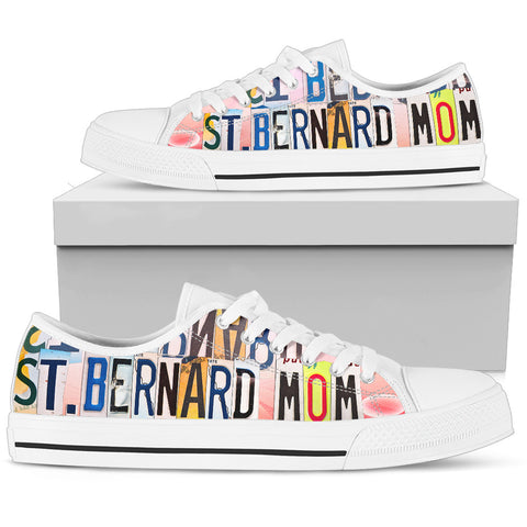 Lovely St. Bernard Mom Print Low Top Canvas Shoes For Women