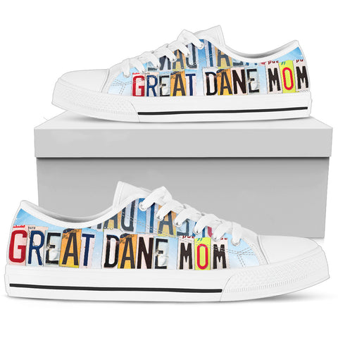 Cute Great Dane Mom Print Low Top Canvas Shoes For Women