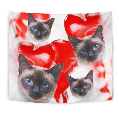 Cute Siamese Cat Print Tapestry