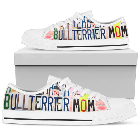 Lovely Bull Terrier Mom Print Low Top Canvas Shoes For Women