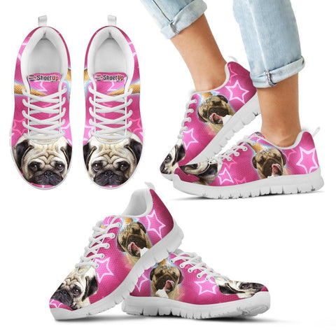 Cute Pug Print Running Shoes For Kids