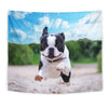 Boston Terrier Running Print Tapestry