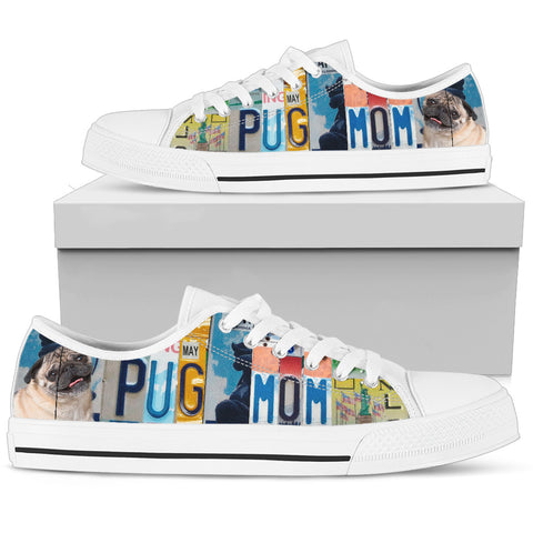 Amazing Pug Mom Print Low Top Canvas Shoes for Women