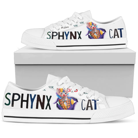 Cute Sphynx Cat Print Low Top Canvas Shoes for Women