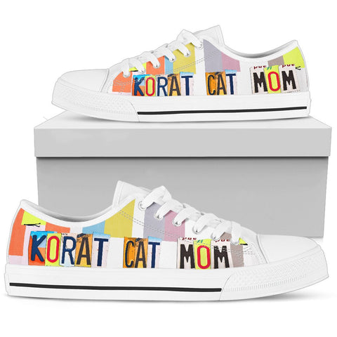 Korat Cat Mom Print Low Top Canvas Shoes for Women