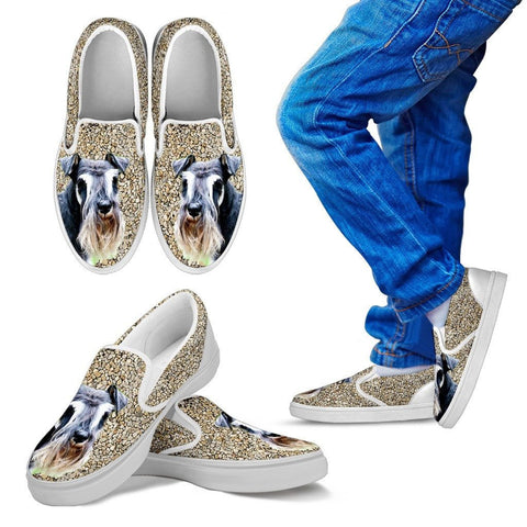 Schnauzer Dog Print Slip Ons For KidsExpress Shipping