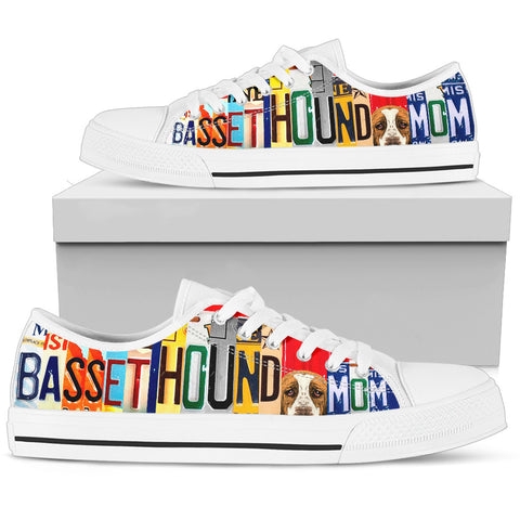 Women's Low Top Canvas Shoes For Cute Basset Hound Mom