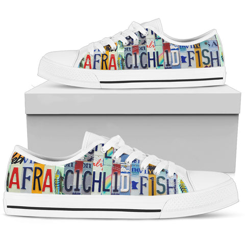 Cynotilapia Afra (Afra Cichlid) Fish Print Low Top Canvas Shoes for Women