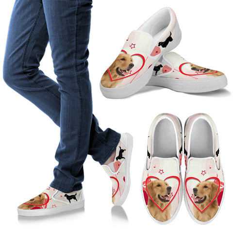 Valentine's Day Special Golden Retriever Print Slip Ons For Women