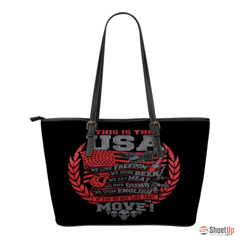 This Is The USA We Love FreedomSmall Leather Tote Bag