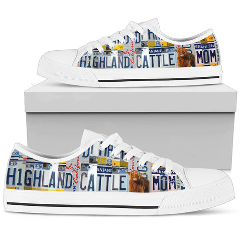 Highland cattle Mom Low Top Canvas Shoes For Women