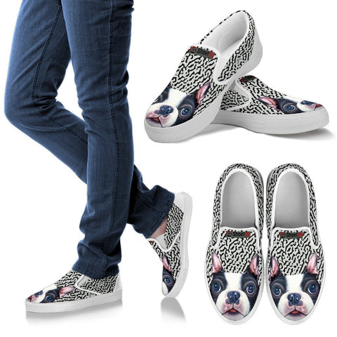 Cute Boston Terrier Print Slip Ons For Women