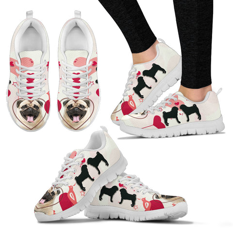 Valentine's Day Special Pug Dog 2nd Print Running Shoes For Women