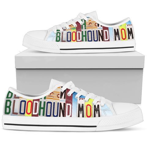 Cute Bloodhound Mom Low Top Canvas Shoes For Women