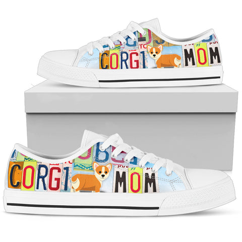 Cute Corgi Mom Print Low Top Canvas Shoes For Women