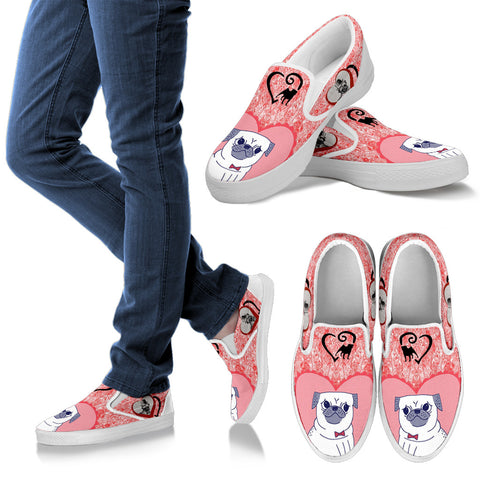 Valentine's Day SpecialPug Dog Print Slip Ons For Women