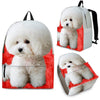 Bichon Frise On Red Fur Print Backpack Express Shipping