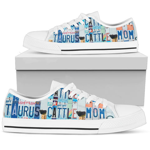 Taurus Cattle(Cow) Print Low Top Canvas Shoes For Women