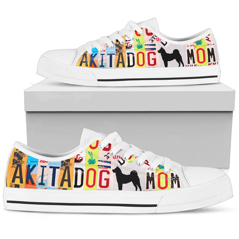 Akita Dog Mom Print Low Top Canvas Shoes for Women