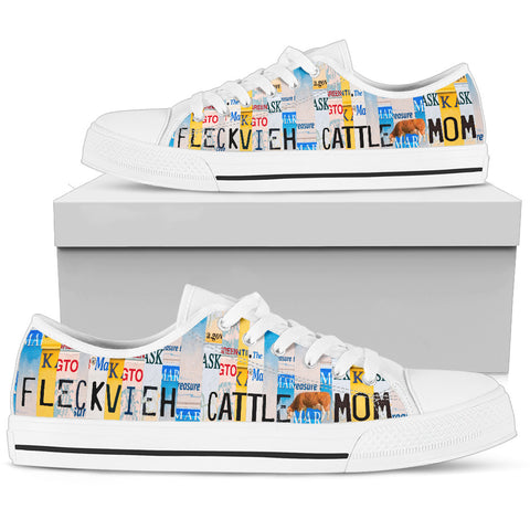 Women's Low Top Canvas Shoes For Fleckvieh Cattle Mom